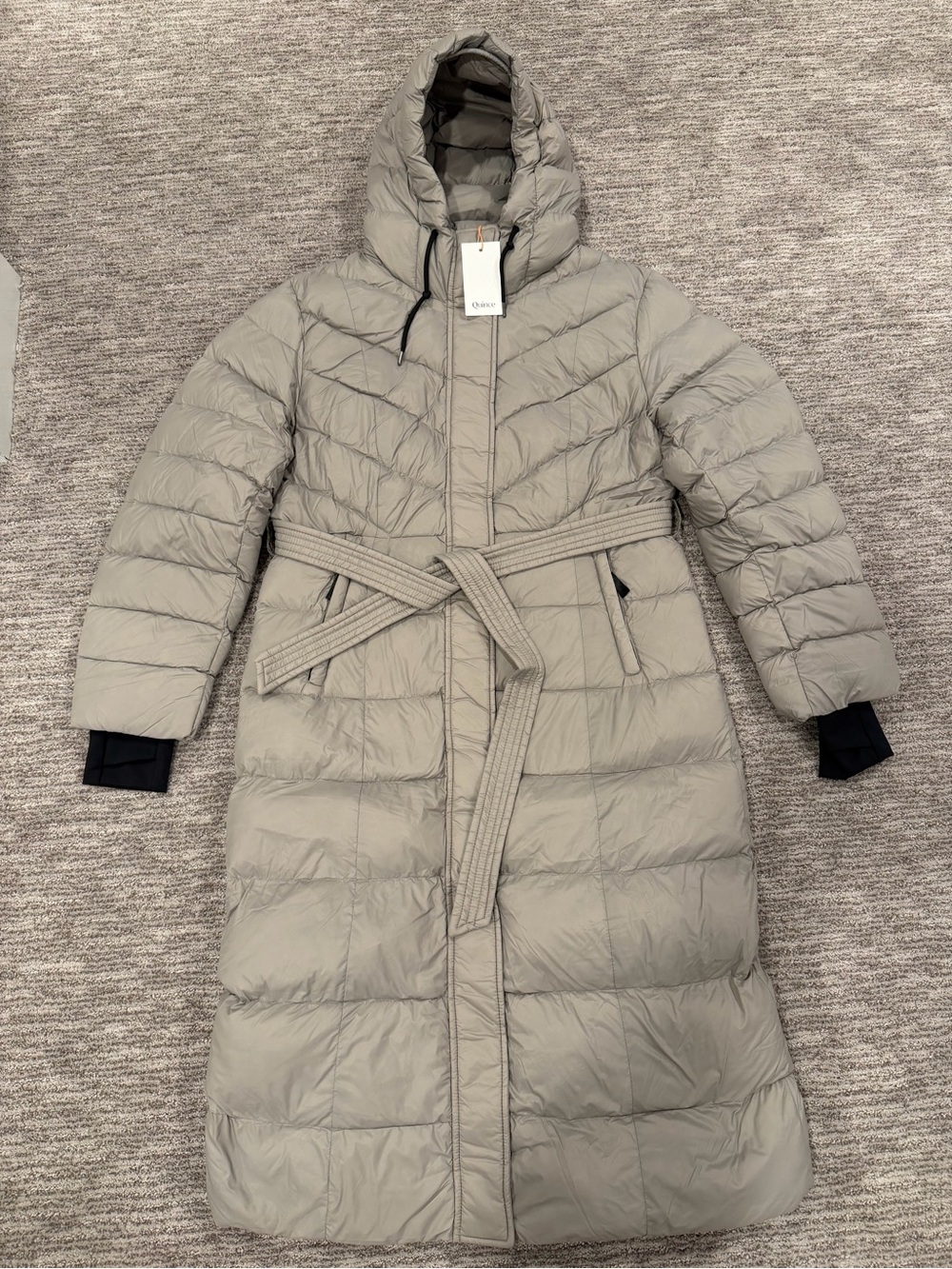 NWT Quince Women Responsible Down Belted Puffer Maxi Coat Gray Large